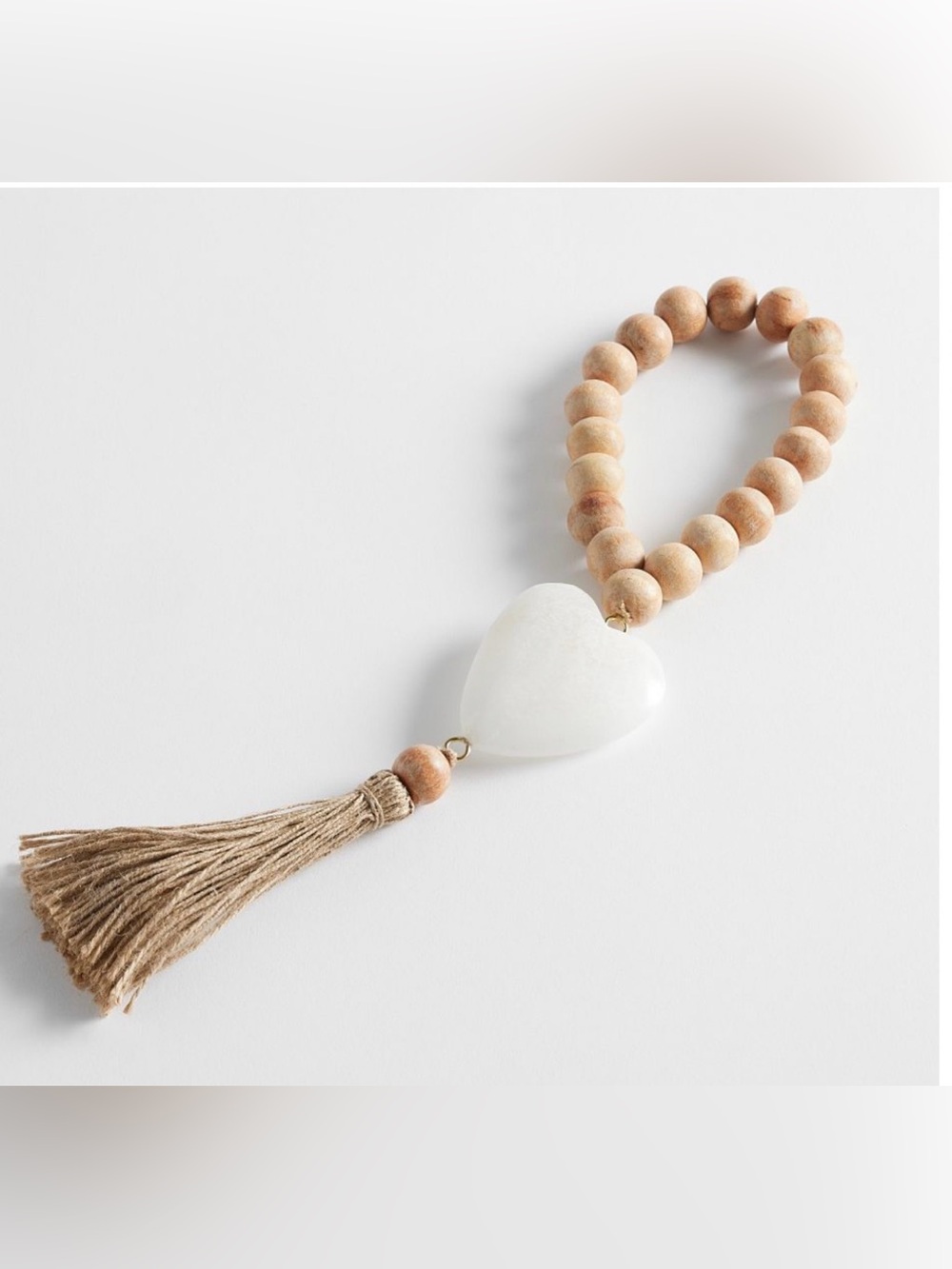 Pottery Barn Artisan Terracotta Handcrafted Beaded Rope with Marble Heart NWOT
